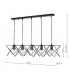Wire Frame Bar Pendant Light Black & Bright Copper Detail, 5x E27