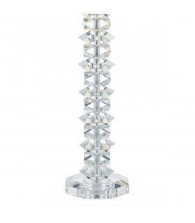 Table Lamp Polished Chrome & Crystal with Cream Cotton Round Drum Shade