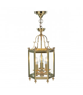 Hexagonal Hall Lantern Dual Mount Polished Brass