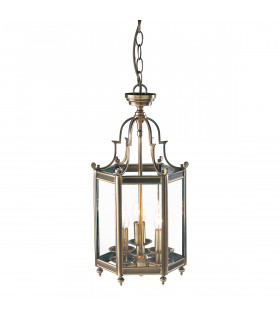 Hexagonal Hall Lantern Dual Mount Antique Brass