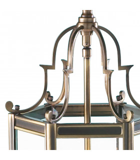 Hexagonal Hall Lantern Dual Mount Antique Brass