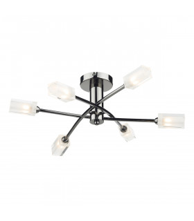 Semi Flush Ceiling Light Light Black Chrome, 6x G9
