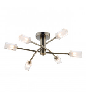Semi Flush Ceiling Light Light Antique Brass, 6x G9