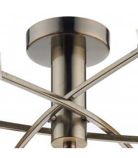 Semi Flush Ceiling Light Light Antique Brass, 6x G9