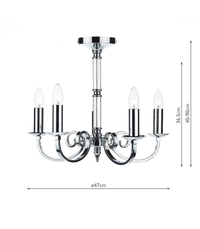 Dual Mount Pendant Light Polished Chrome, 5x E14