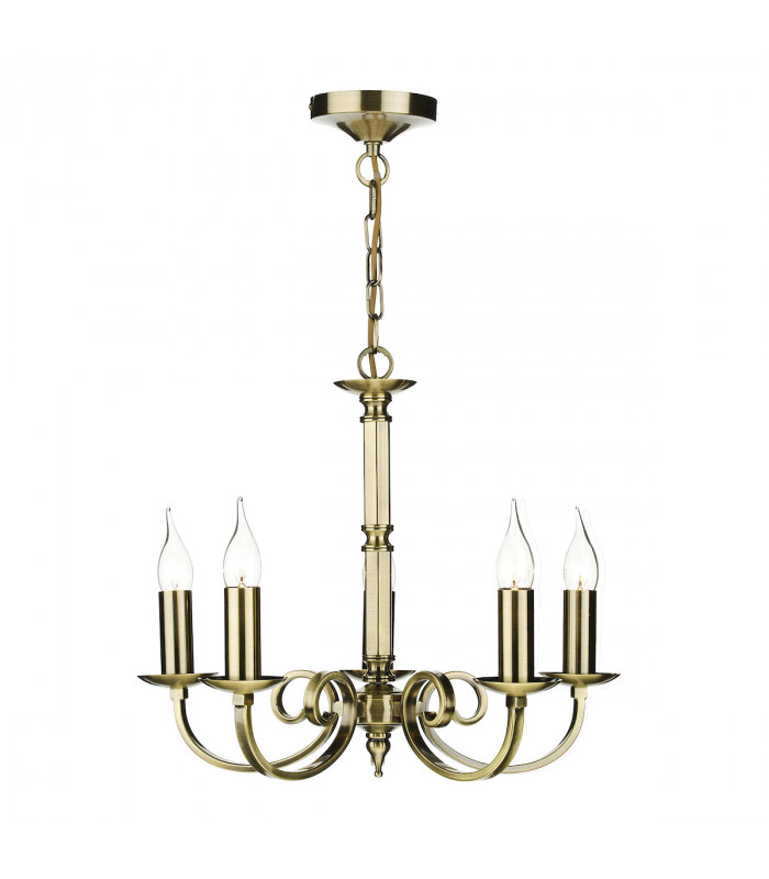 Dual Mount Pendant Light Antique Brass, 5x E14