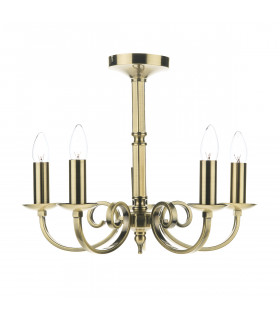 Dual Mount Pendant Light Antique Brass, 5x E14
