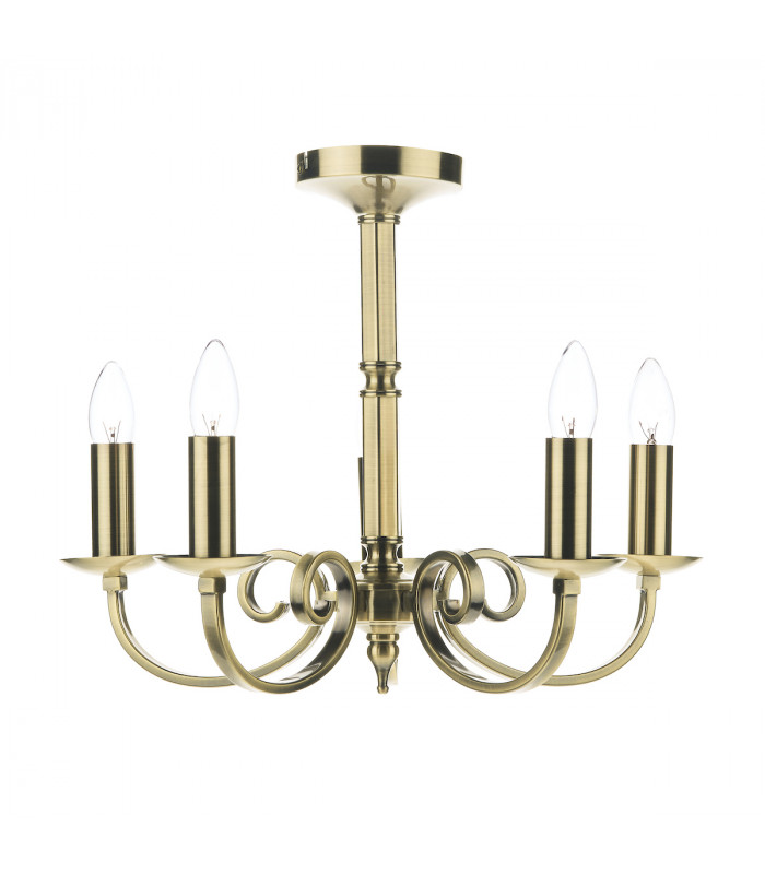 Dual Mount Pendant Light Antique Brass, 5x E14