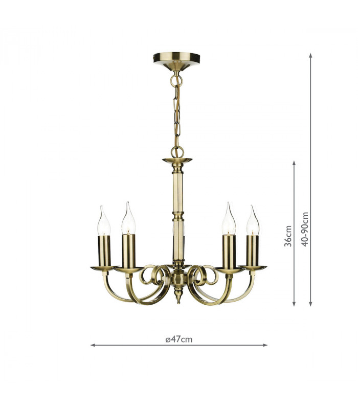 Dual Mount Pendant Light Antique Brass, 5x E14