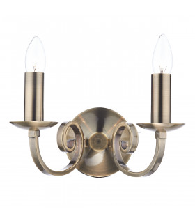 Candle Double Wall Light Antique Brass