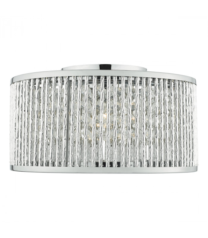 Crystal Flush Ceiling Light Polished Chrome Aluminium,3x G9
