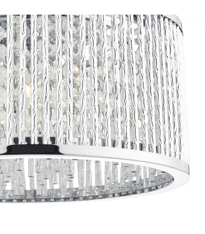 Crystal Flush Ceiling Light Polished Chrome Aluminium,3x G9