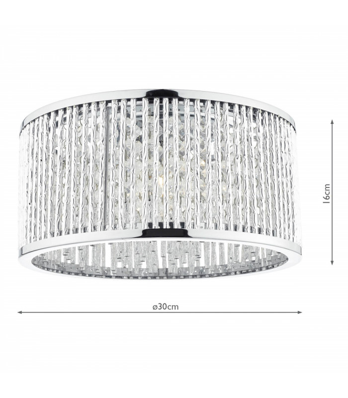 Crystal Flush Ceiling Light Polished Chrome Aluminium,3x G9