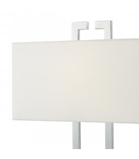 Rectangle Table Lamp Polished Chrome with Ivory Shade