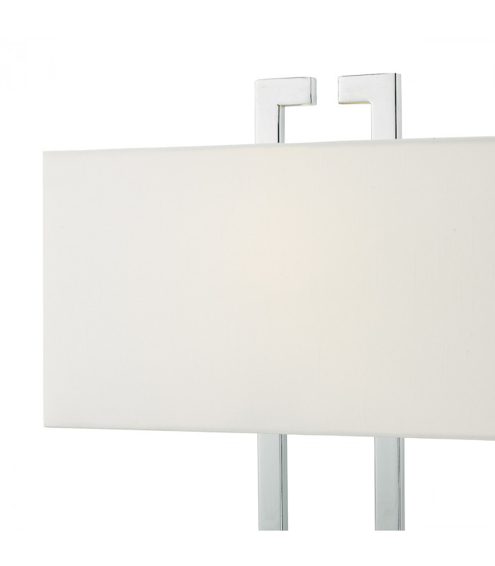 Rectangle Table Lamp Polished Chrome with Ivory Shade