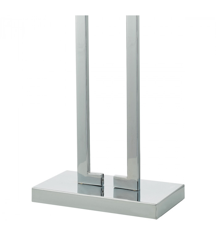 Rectangle Table Lamp Polished Chrome with Ivory Shade