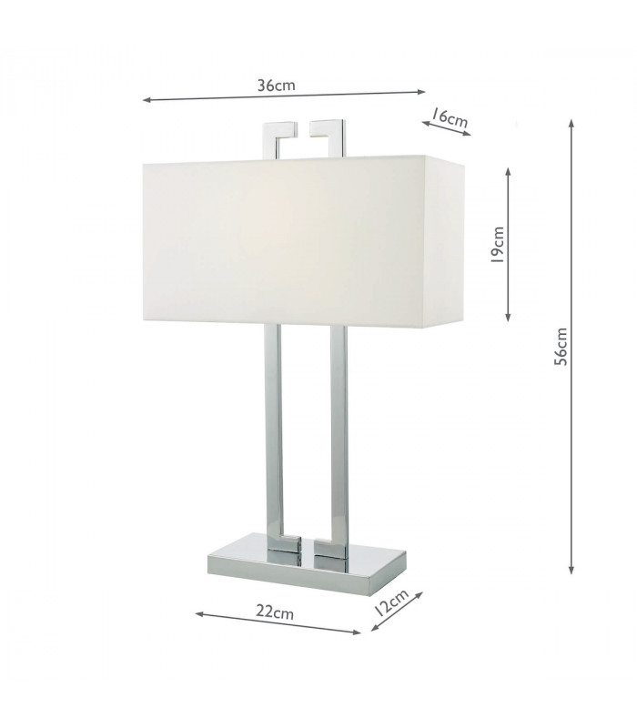 Rectangle Table Lamp Polished Chrome with Ivory Shade