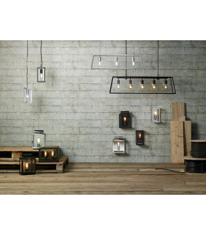 Lantern Rectangle Wall Light Black IP44