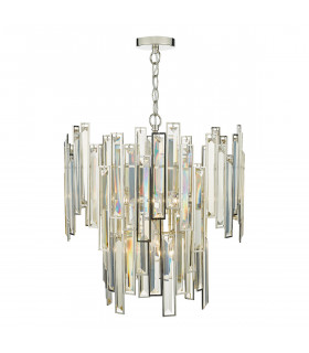 Pendant Light Champagne Crystal Polished Nickel Frame, 6x G9