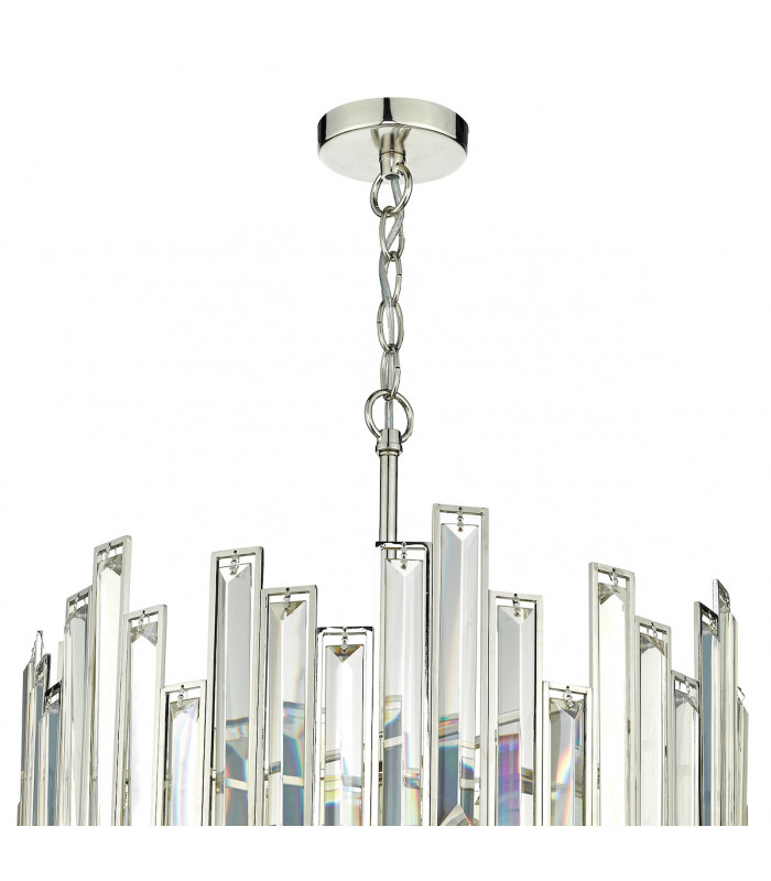 Pendant Light Champagne Crystal Polished Nickel Frame, 6x G9