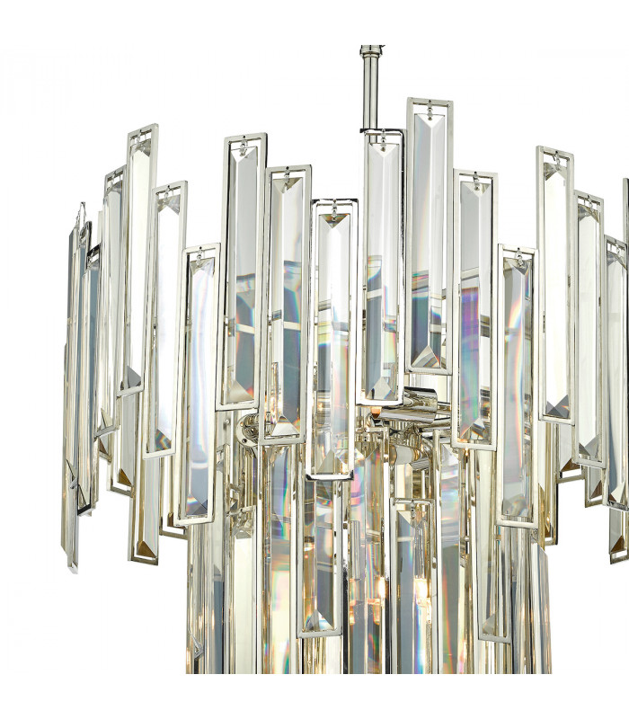 Pendant Light Champagne Crystal Polished Nickel Frame, 6x G9
