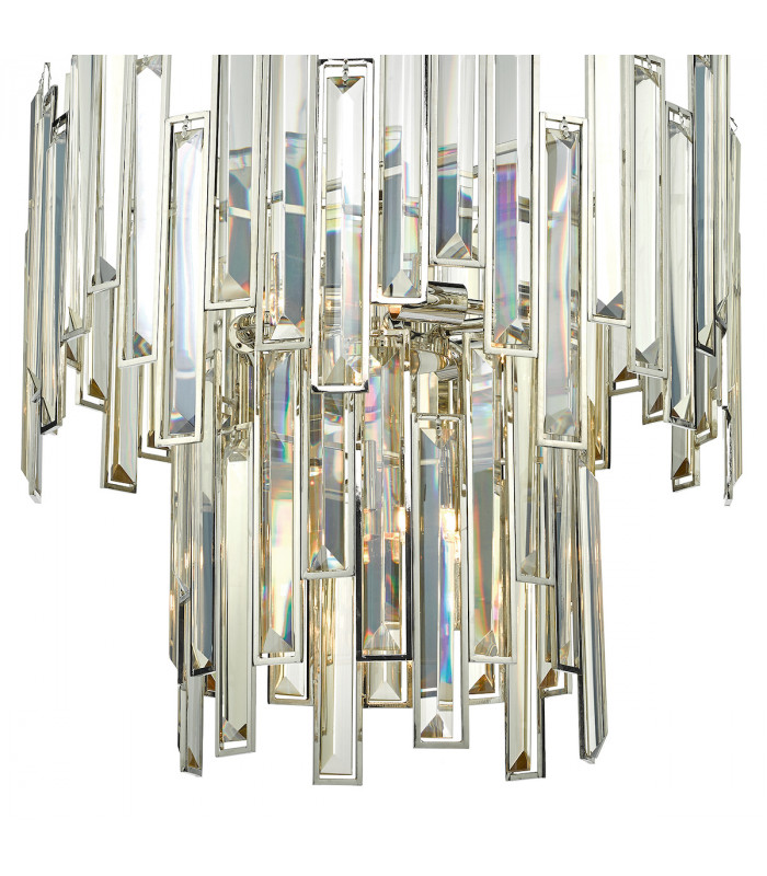 Pendant Light Champagne Crystal Polished Nickel Frame, 6x G9