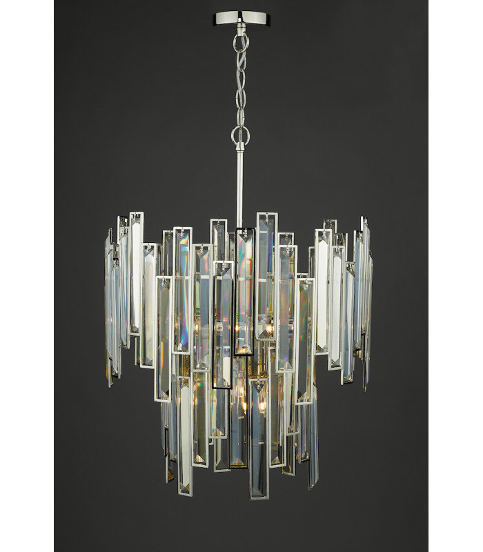 Pendant Light Champagne Crystal Polished Nickel Frame, 6x G9