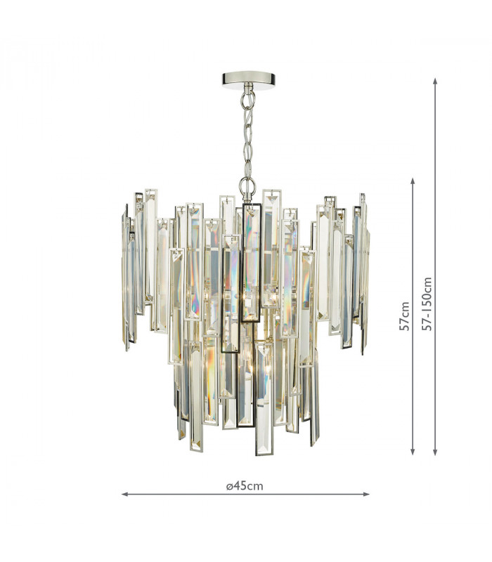 Pendant Light Champagne Crystal Polished Nickel Frame, 6x G9