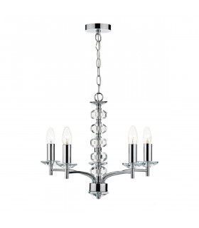 Pendant Light Polished Chrome Crystal, 5x E14