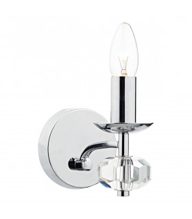 Candle Single Wall Light Polished Chrome Crystal