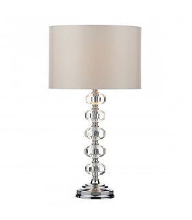 Table Lamp Polished Chrome Crystal complete with Round Drum Shade