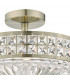 3L Light Semi Flush Ceiling Light Light Antique Brass Crystal Beads and Glass Diffuser