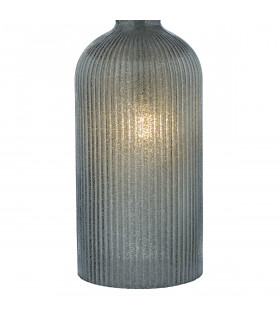 Table Lamp Grey with Grey Faux Silk Round Drum Shade