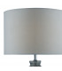 Table Lamp Grey with Grey Faux Silk Round Drum Shade