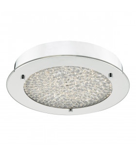 Small LED Flush Ceiling Light Polished Chrome & Crystal Beads IP44