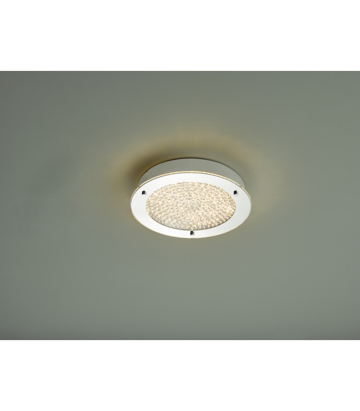 Small LED Flush Ceiling Light Polished Chrome & Crystal Beads IP44