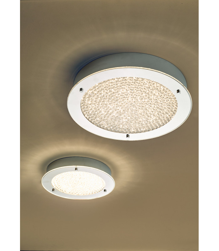 Small LED Flush Ceiling Light Polished Chrome & Crystal Beads IP44