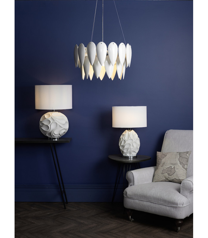Pendant Light White Ceramic, 3x E27