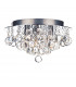 Flush Ceiling Light Polished Chrome Crystal Glass Droppers, 3x G9