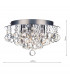 Flush Ceiling Light Polished Chrome Crystal Glass Droppers, 3x G9