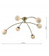 Semi Flush Ceiling Light Light Antique Brass & Opal Glass, 6x G9