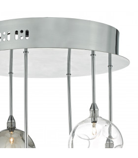 Semi Flush Ceiling Light Light Cluster Polished Chrome With Smoked & Clear Glass, 6x G4