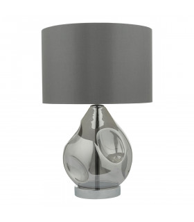 Table Lamp Smoked Glass With Round Drum Shade