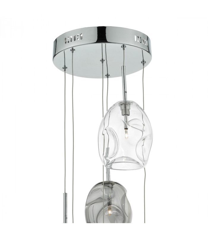 Cluster Pendant Light Cluster Smoked & Clear Glass, 6x G4