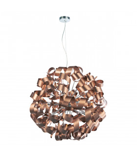 Spherical Ribbon Pendant Light Brushed Copper, 12x G9