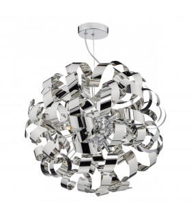 Spherical G9 Pendant Light Polished Chrome Ribbons, 9x G9