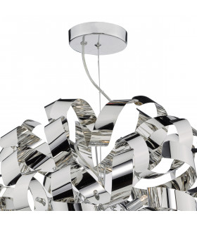 Spherical G9 Pendant Light Polished Chrome Ribbons, 9x G9