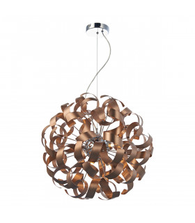 Spherical Ribbon Pendant Light Brushed Copper, 9x G9