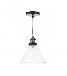 Dome Pendant Light Antique Brass Clear, 1x E27