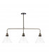 Straight Bar Pendant Light Antique Brass Clear, 3x E27